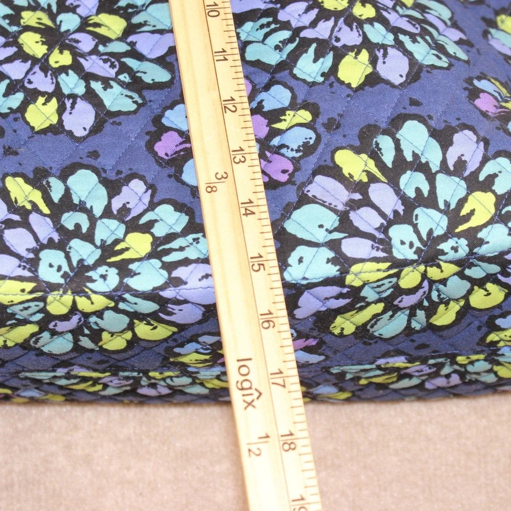 Vera Bradley Blue Bayou Quilted Cotton Floral Tote Bag Shoulder Purse Large